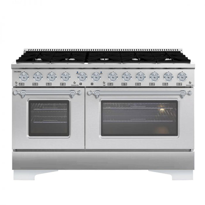 HALLMAN Classico 60" Dual Fuel Range Gas Stove-Electric Oven, Stainless Steel, Chrome Trim HCLRDF60CMSS