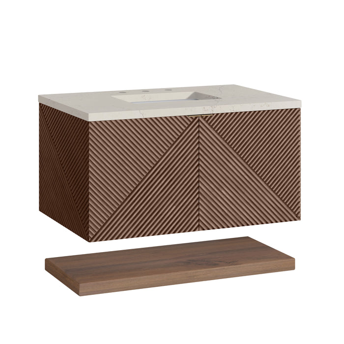 James Martin Marcello 36" Floating Single Bathroom Vanity, Chestnut