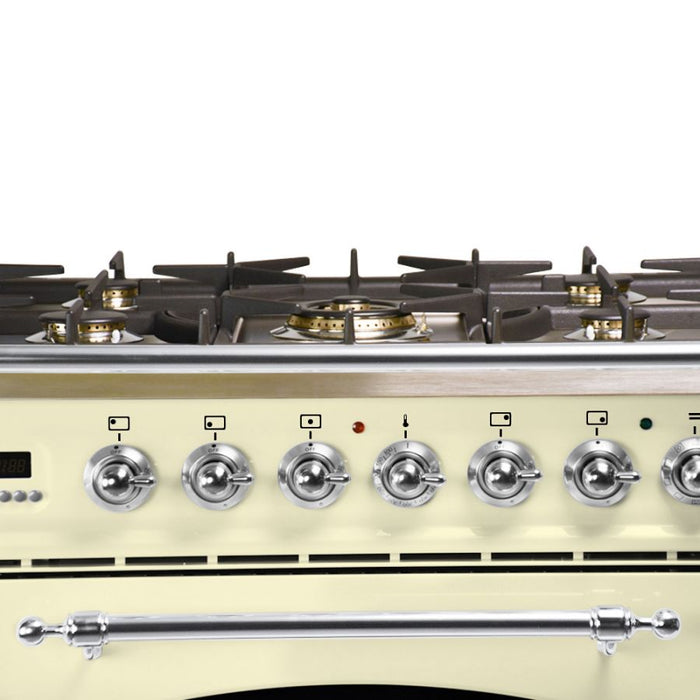 HALLMAN 30 in. Single Oven Dual Fuel Italian Range, LP Gas, Chrome Trim in Antique White HDFR30CMAWLP