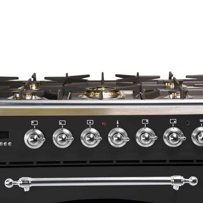 HALLMAN 30 in. Single Oven Dual Fuel Italian Range, Chrome Trim in Matte Graphite HDFR30CMMG