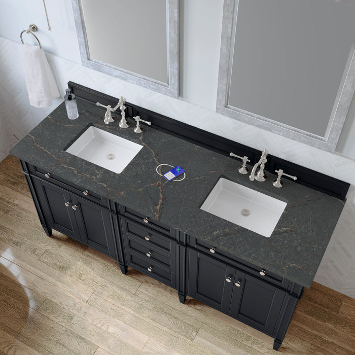 James Martin Brittany 72" Double Bathroom Vanity, Black Onyx