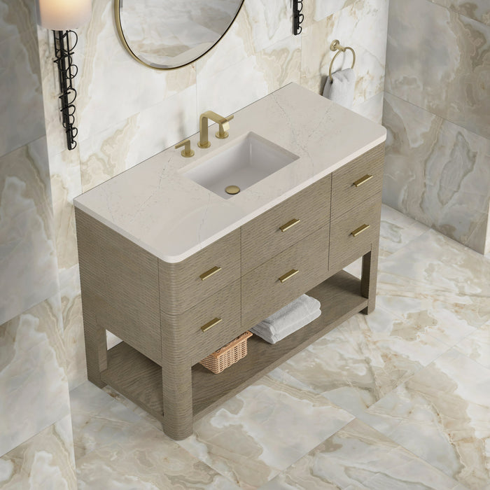 James Martin Lucian 48" Single Bathroom Vanity, Pebble Oak