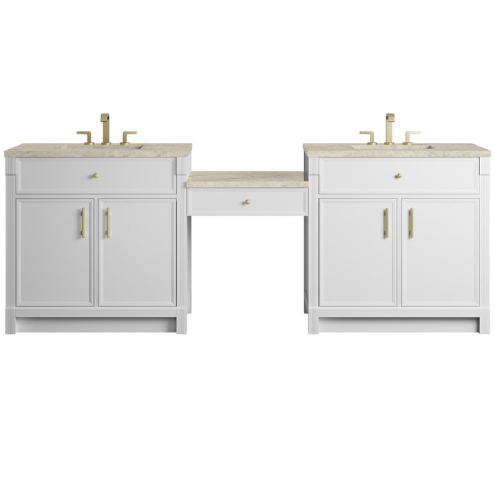 James Martin Bellshire 96" Double Bathroom Vanity, Bright White