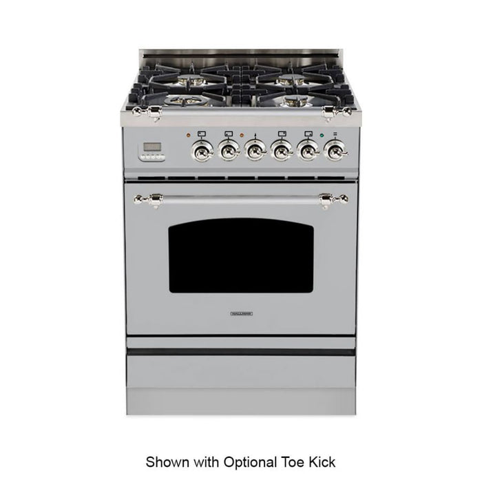 HALLMAN 24 in. Single Oven All Gas Italian Range, Chrome Trim in Stainless-steel HGR24CMSS