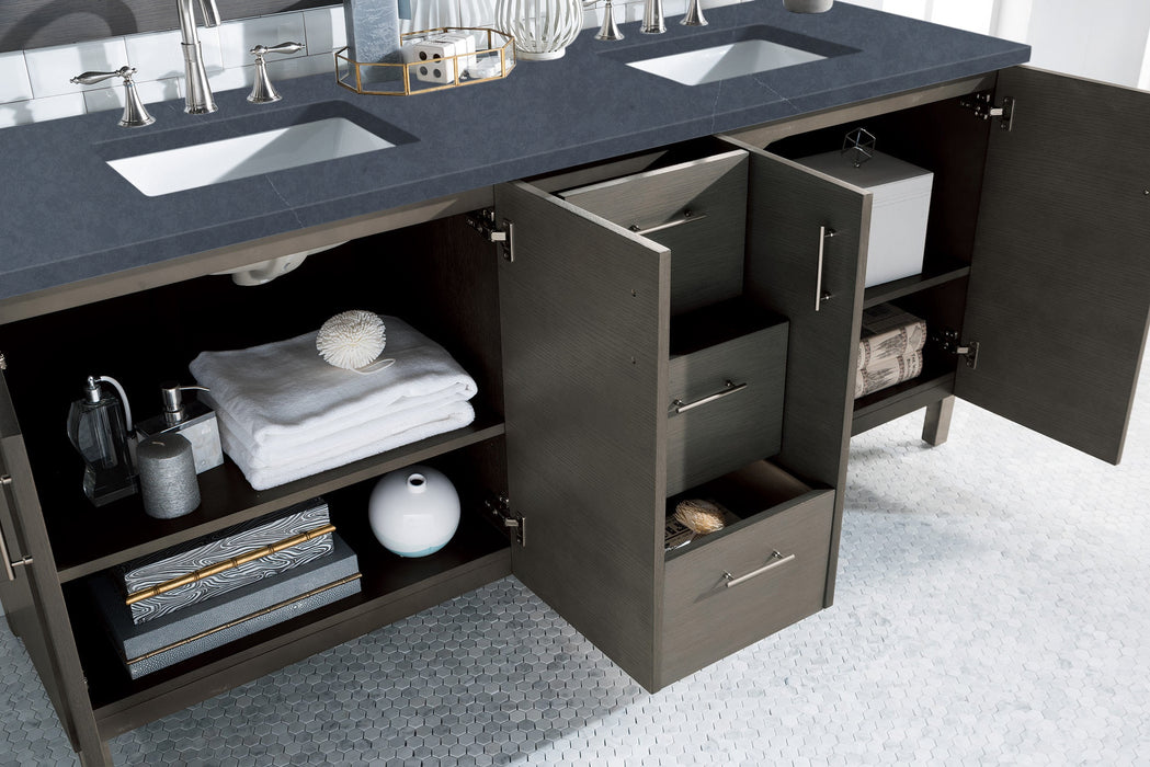 James Martin Metropolitan 72" Dual Mount Double Bathroom Vanity, Silver Oak