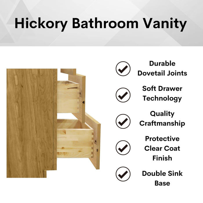 60" Bathroom Vanity With Single Sink, Hickory Vanity, Rustic Wood Cabinet, Vanity With Drawers, Solid Wood Bathroom Furniture, Farmhouse