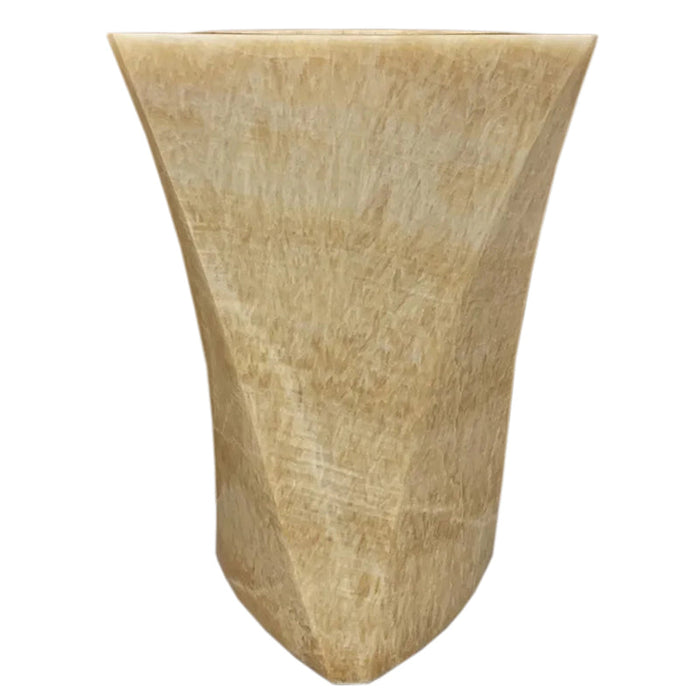 Honey Onyx Hand-Carved Natural Marble Pedestal Stand-Alone Sink 21.5W x 23L x 34H