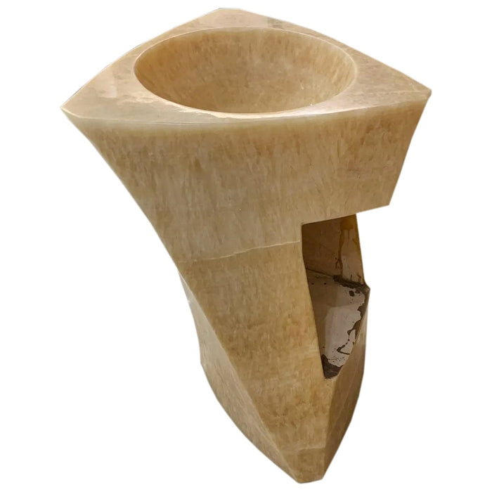 Honey Onyx Designer Pedestal Stand-Alone Sink (W)21.5" (L)23" (H)34"