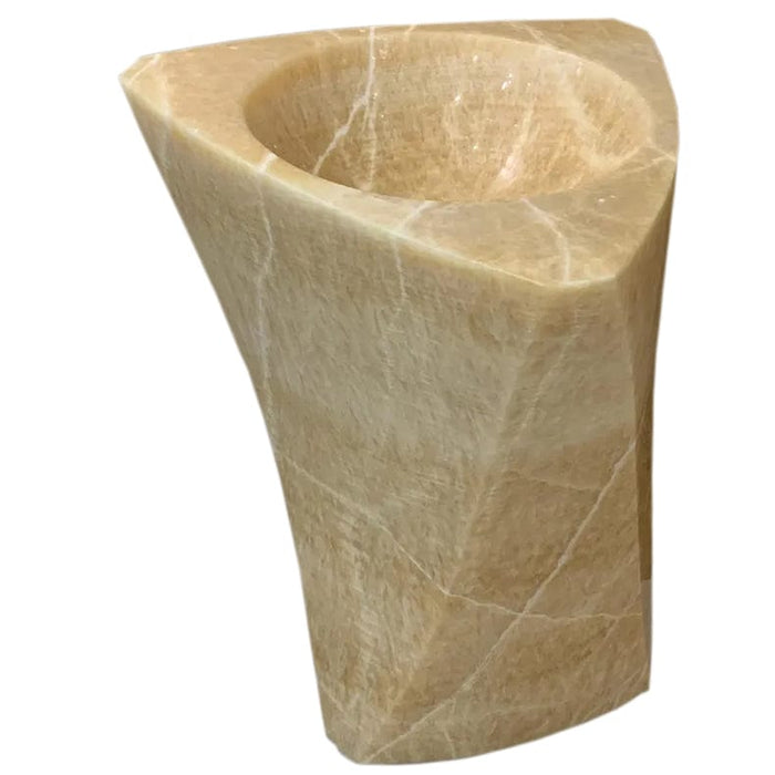 Honey Onyx Designer Pedestal Stand-Alone Sink (W)21.5" (L)23" (H)34"