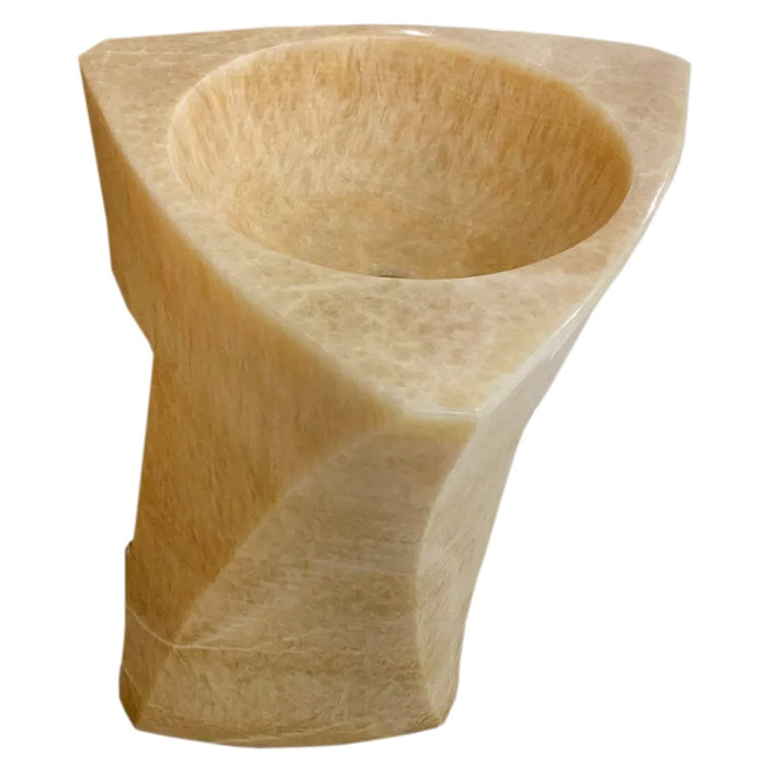 Honey Onyx Designer Pedestal Stand-Alone Sink (W)21.5" (L)23" (H)34"