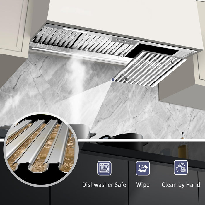 42" Range Hood Insert, 1200 CFM Stainless Steel Ducted Vent Hood Insert with Dimmable LED Lights - NX-19IS-42