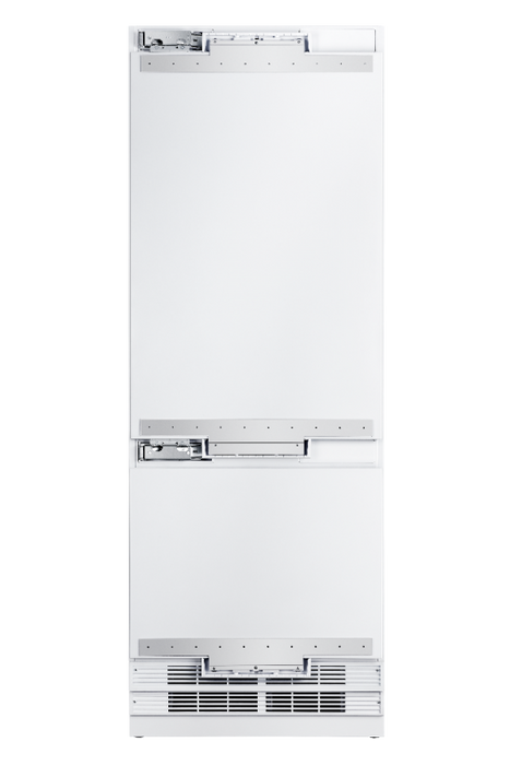 HALLMAN 30" Built-In Refrigerator Water Dispenser, Bottom Mount Freezer ,Automatic Ice Maker, LH-Hinge Classico Glossy Black, Brass Trim HC-BM30-LH-PNL-GB-BS