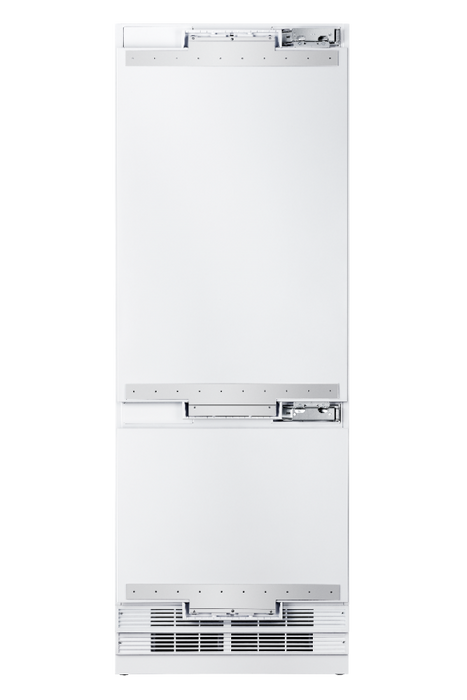 HALLMAN 30" Built-In Refrigerator Water Dispenser, Bottom Mount Freezer ,Automatic Ice Maker, RH-Hinge Classico Glossy Black, Brass Trim HC-BM30-RH-PNL-GB-BS