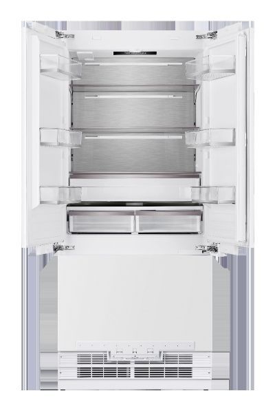 HALLMAN 36" Built-In French Door Refrigerator Classico Chrome Trim, White Panel(s) HC-BIFD36-PNLS-WT-CM