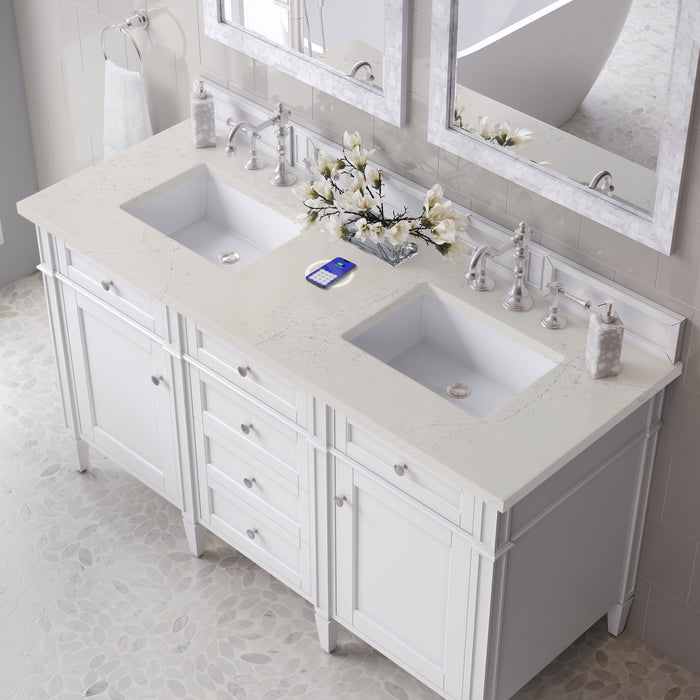 James Martin Brittany 60" Double Bathroom Vanity, Bright White