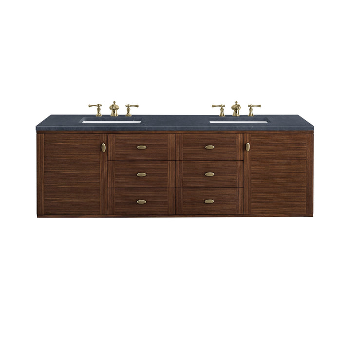 James Martin Amberly 72" Dual Mount Double Bathroom Vanity, Mid-Century Walnut