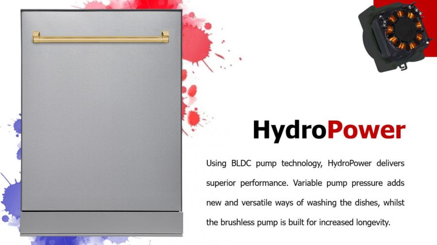 Hallman 24"Dishwasher, Stainless Steel Metal Spray Arms, Stainless Steel, Classico Chrome handle HCDW24CMSS