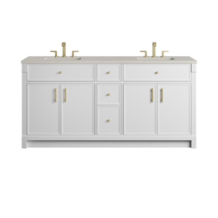 James Martin Bellshire 72" Double Bathroom Vanity, Bright White