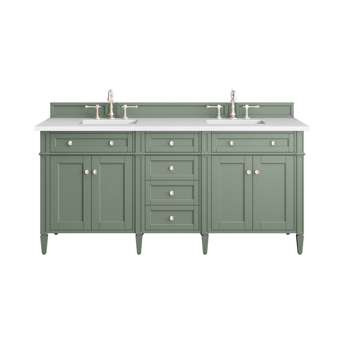 James Martin Brittany 72" Double Bathroom Vanity, Smokey Celadon