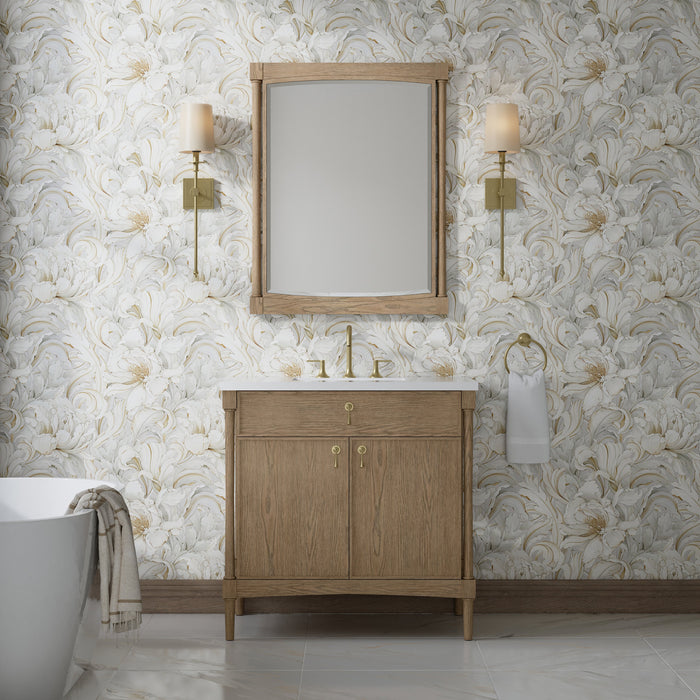 James Martin Kinnsden 36" Single Bathroom Vanity, Weathered Oak