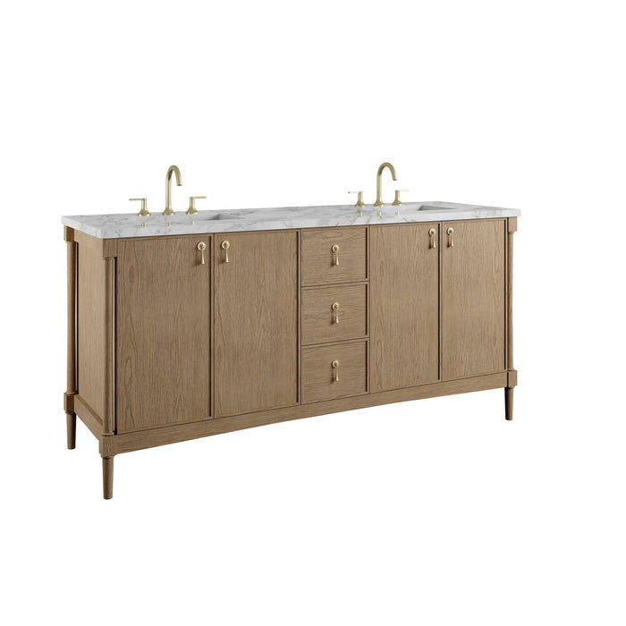 James Martin Kinnsden 72" Double Bathroom Vanity, Weathered Oak
