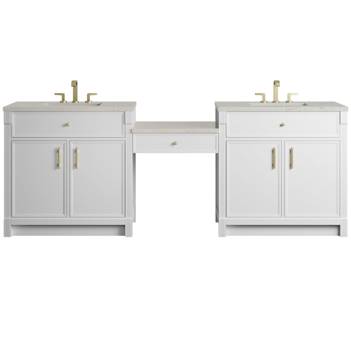 James Martin Bellshire 96" Double Bathroom Vanity, Bright White