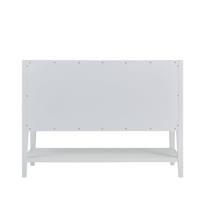 James Martin Olena 48" Single Bathroom Vanity, Polished White and Light Mappa Burl