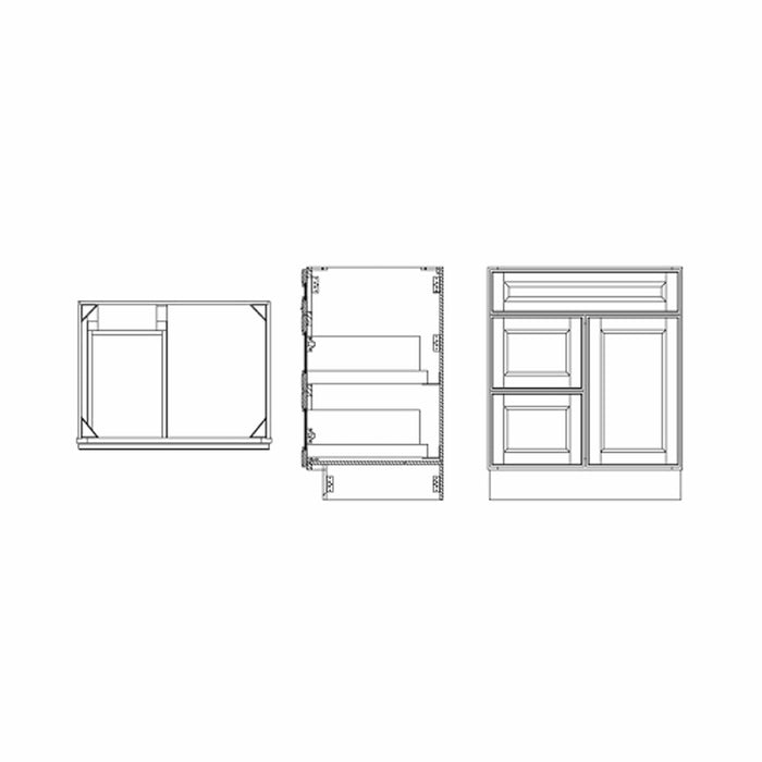 24 Inch Hickory Shaker Single Sink Bathroom Vanity with Drawers on the Left