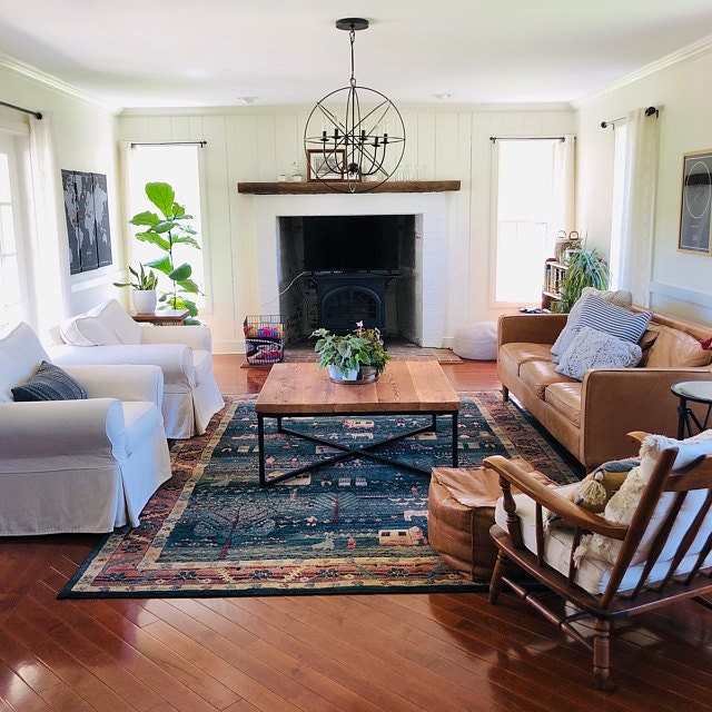 The Campbell Industrial Style Coffee Table, Extra Large Coffee Table, Reclaimed Wood and Metal Custom Coffee Table, Reclaimed Wood Table