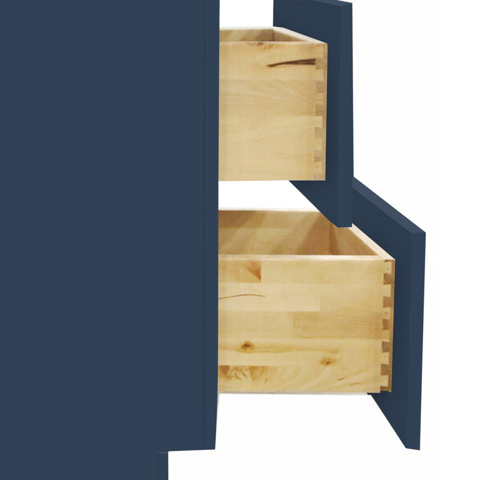 36 Inch Navy Blue Shaker Single Sink Bathroom Vanity with Drawers on the Right