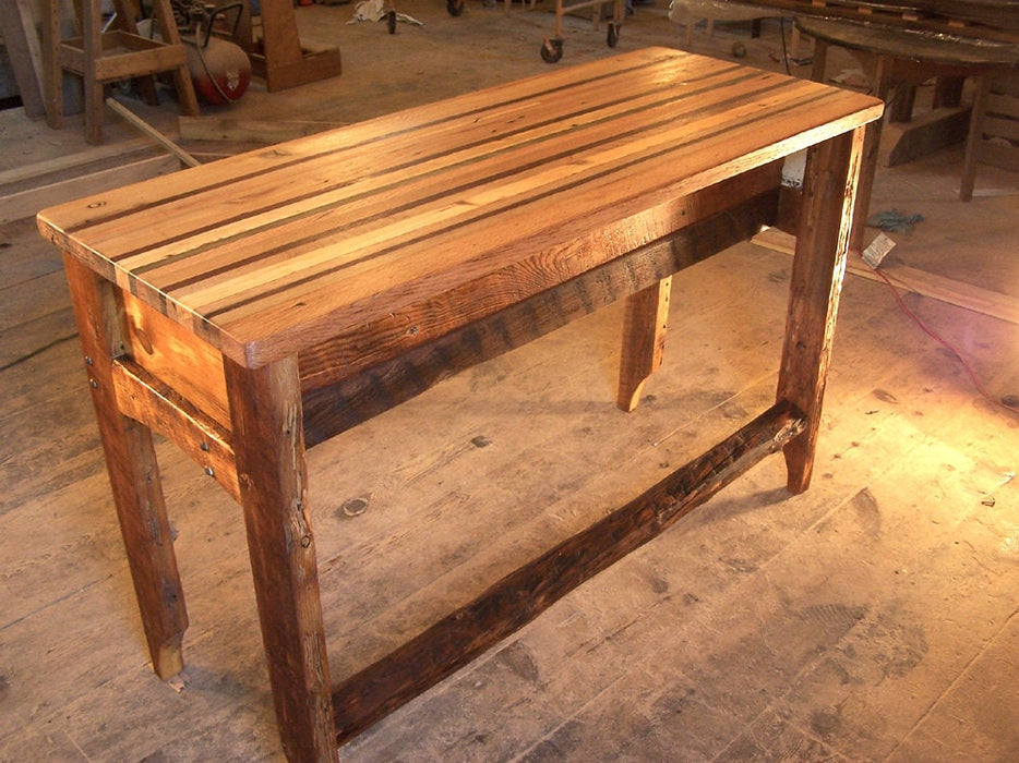 Antique kitchen island butcher block with custom wood design - Small rustic kitchen island in vintage style - Kitchen furniture