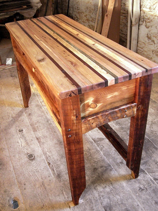 Antique kitchen island butcher block with custom wood design - Small rustic kitchen island in vintage style - Kitchen furniture
