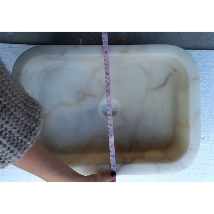 European Sugar White Marble Sink Rectangular Above Vanity Bathroom Sink (W)18" (L)12" (H)5"