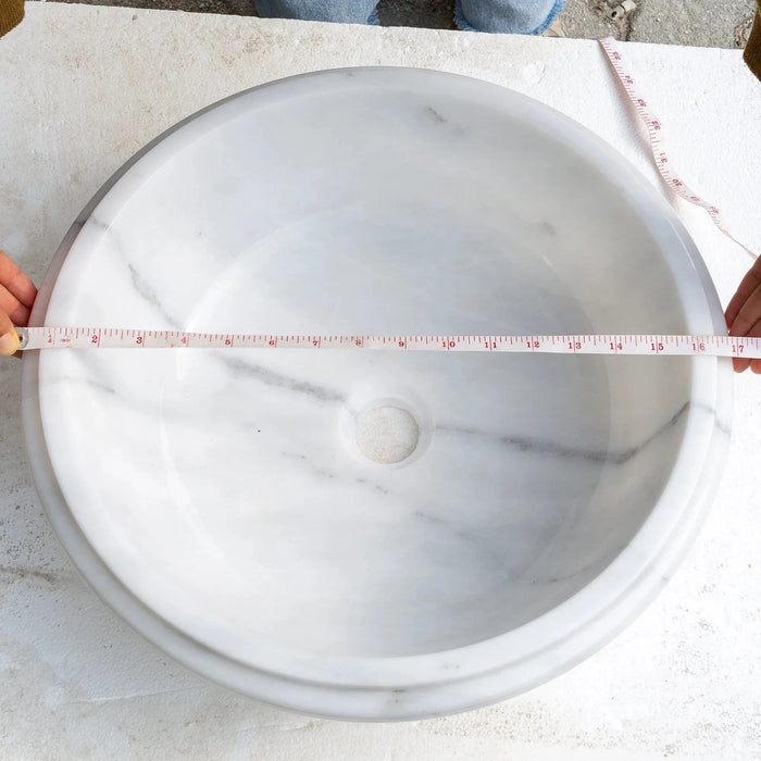 Carrara White Marble Waterfall Drop-in Sink Polished 17 inch