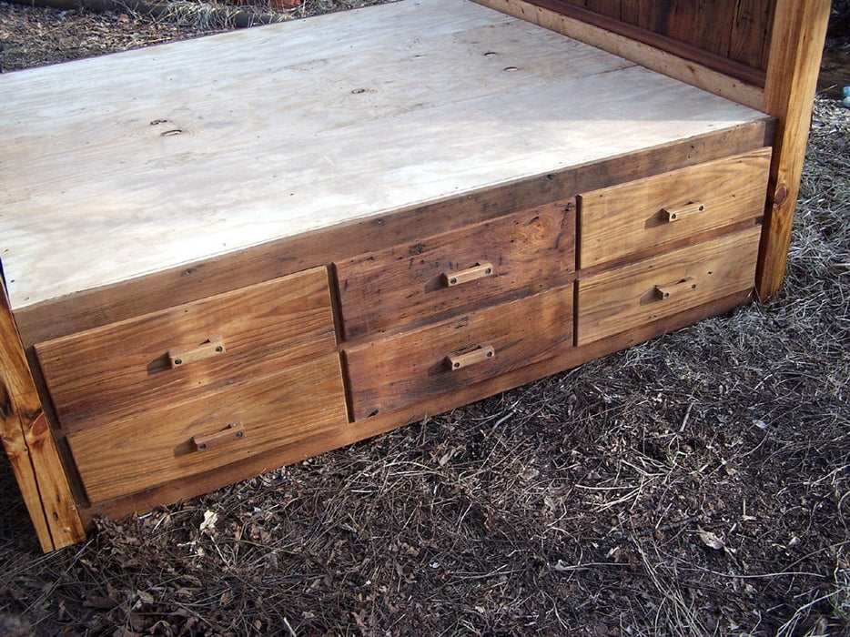 12 Drawer Reclaimed Wood Storage Bed, Platform Bed, King Storage Hardwood Bed, Rustic Storage Bed, Reclaimed Wood Bed, Queen Storage Bed