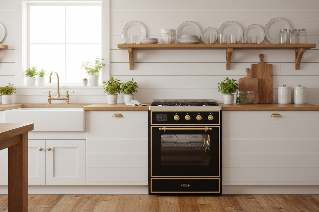 ILVE 30"Majestic II Series Induction Range Glossy Black UMI30NE3BKG