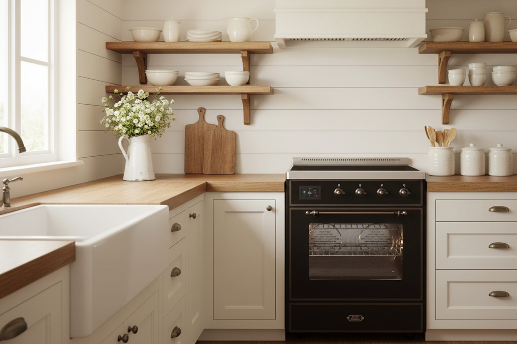 ILVE 30" Majestic III Induction Range Glossy Black Burnished Trim UMIB30NR3BKB