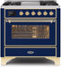 ILVE 36" Majestic II Dual Fuel Range, Brass Trim, Midnight Blue UM09FDNS3MBG - Farmhouse Kitchen and Bath