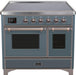 ILVE 40" Majestic II induction Range, 6 Elements, Dual Oven, Blue Grey with Bronze Trim UMDI10NS3BGB - Farmhouse Kitchen and Bath