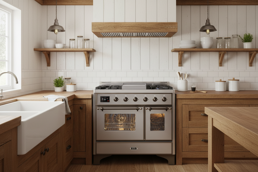 ILVE 40"Majestic II Liquid Propane Dual Fuel Range Stainless Steel Bronze Trim UMD10FDNS3SSBLP