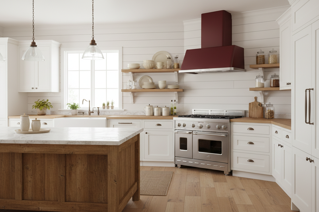 ILVE Majestic 40" Burgundy Wall Mount Convertible Range Hood, UAM100BU