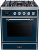 ILVE Majestic II 30" Liquid Propane Dual Fuel Range, Blue, Chrome Trim UM30DNE3MBCLP