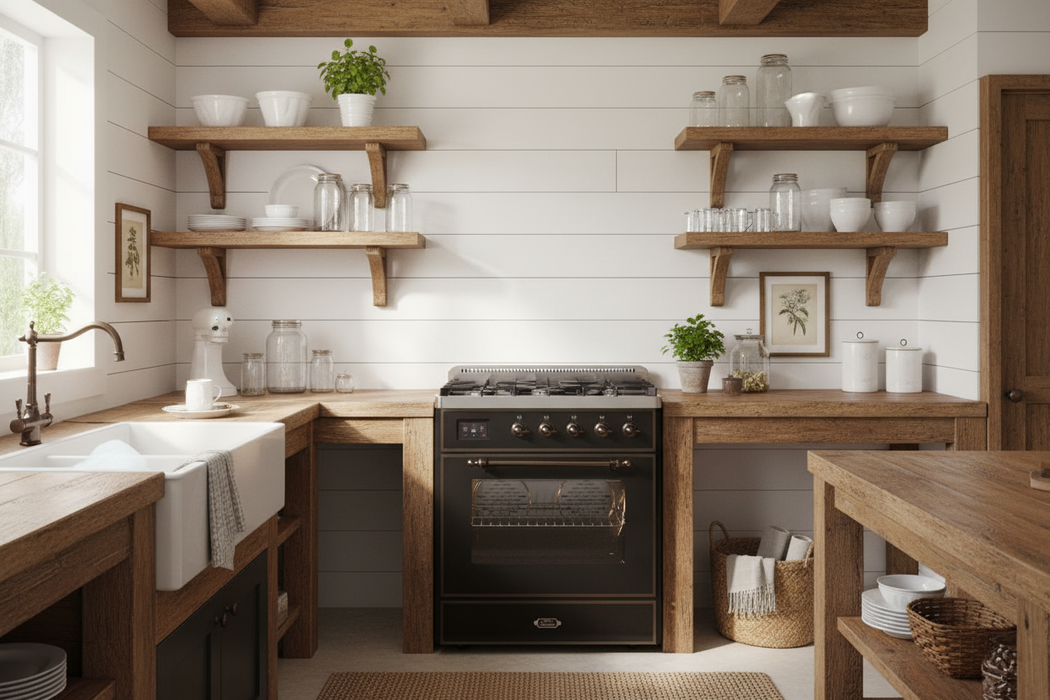 ILVE Majestic II 30" Dual Fuel, Liquid Propane Dual Fuel Range, Glossy Black, Bronze Trim UM30DNE3BKBLP