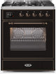 ILVE Majestic II 30" Dual Fuel, Liquid Propane Dual Fuel Range, Glossy Black, Bronze Trim UM30DNE3BKBLP
