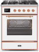 ILVE Majestic II 30" Liquid Propane Dual Fuel Range, White, Copper Trim UM30DNE3WHPLP
