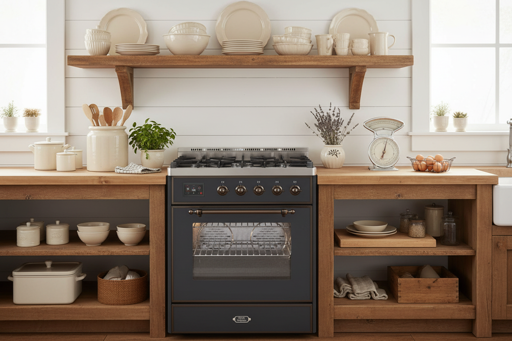 ILVE Majestic II 30" Liquid Propane Dual Fuel Range Matte Graphite Bronze Trim UM30DNE3MGBLP