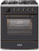 ILVE Majestic II 30" Liquid Propane Dual Fuel Range Matte Graphite Bronze Trim UM30DNE3MGBLP