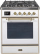 ILVE Majestic II 30" Liquid Propane Dual Fuel Range, White Brass Trim UM30DNE3WHGLP