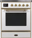 ILVE Majestic II 30"Electric Range White, Brass Trim, UMI30NE3WHG - Farmhouse Kitchen and Bath