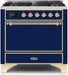 ILVE Majestic II 36" Dual Fuel, Liquid Propane, Freestanding Range, Blue, Brass Trim UM096DQNS3MBGLP - Farmhouse Kitchen and Bath